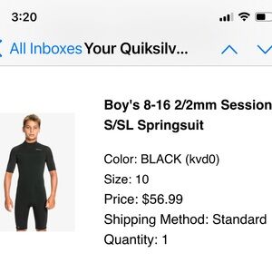 Size 10 wetsuit. Spring. Used less than 10 times.